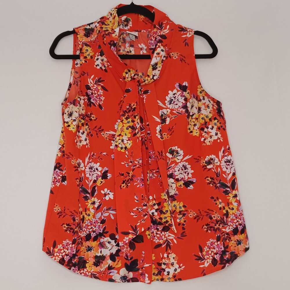 Women's A New Day Tropical Hawaiianā Tiki Floral Sleeveless Blouse Size Medium